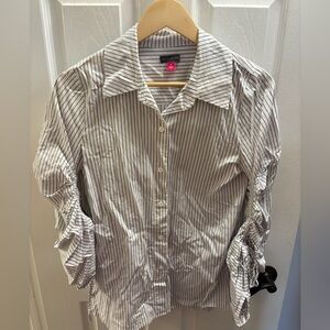 Vince Camuto Navy and White Striped Shirt